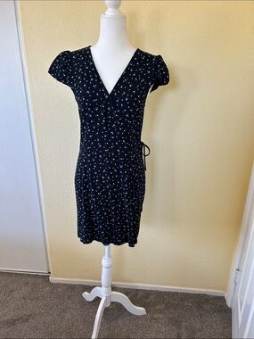 Brandy Melville Black Midi Dress with White Dot Print